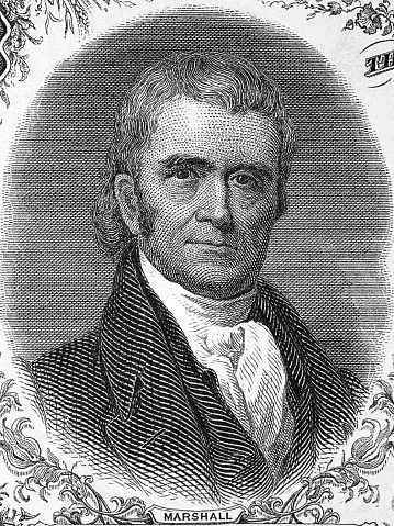 John Marshall was the fourth Chief Justice of the Supreme Court of the United States. Scanned from A Popular History of the United States by W. C. Bryant and S. H. Gay. Volume 1V. Copyright, 1880. Source: 