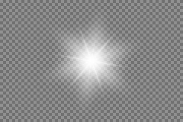 Vector light effect. Shining sun, bright flash. Vector bling light effect on a transparent background. Shining sun, bright flash. flash photos stock illustrations