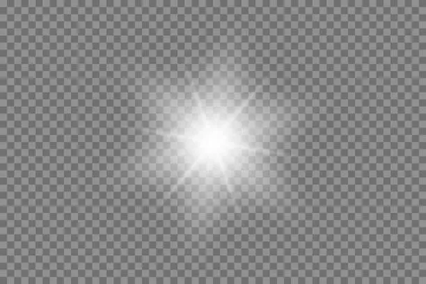 Vector illustration of Vector light effect. Shining sun, bright flash.