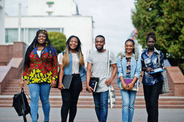 istock Group of five african college students 1303836769