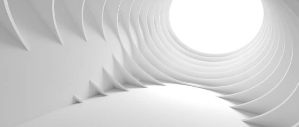 istock Abstract Architecture Background. 3d Illustration of White Circular Building. Modern Geometric Wallpaper. 3d rendering 1303836878