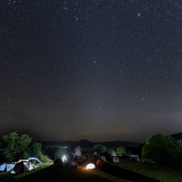 istock Camping tents under star and sky 1303838314