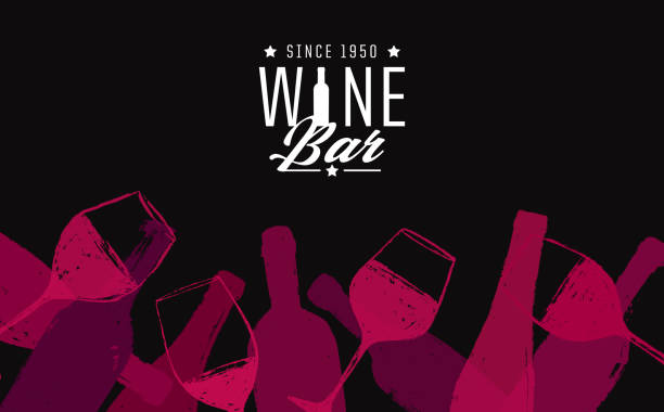 ilustrações de stock, clip art, desenhos animados e ícones de background illustration for wine designs. handmade drawing of wine glasses and bottles. - wine