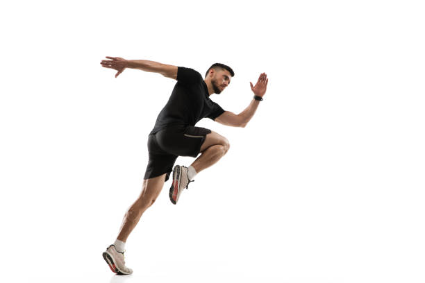 istock Caucasian professional sportsman training isolated on white studio background. Muscular, sportive man practicing. 1303841290