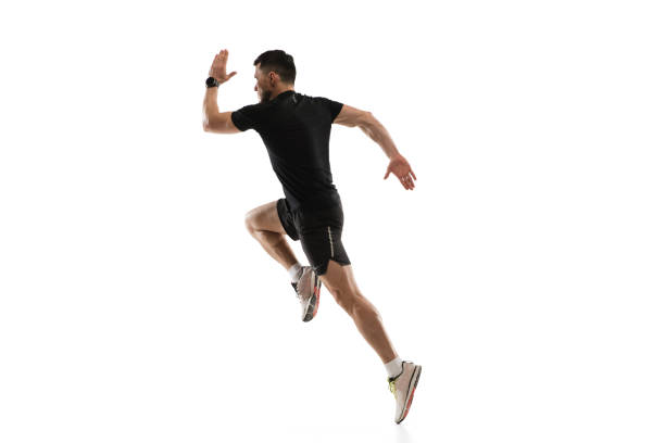 istock Caucasian professional sportsman training isolated on white studio background. Muscular, sportive man practicing. 1303841292