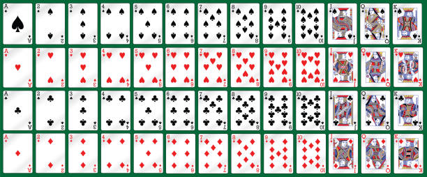 illustrazioni stock, clip art, cartoni animati e icone di tendenza di mazzo completo di carte per giocare a poker e casinò - cards