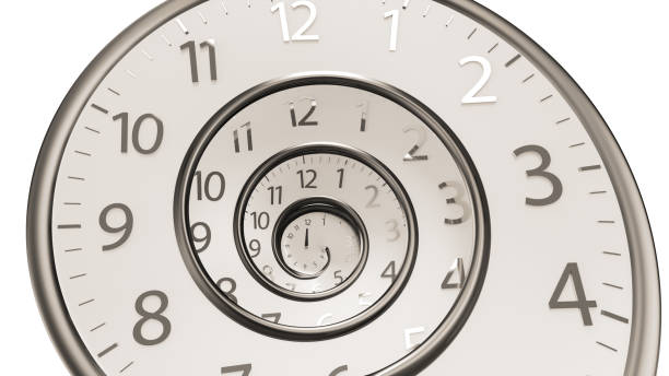 złoty klasyczny okrągły zegar z rękami czasowym obraca się do tyłu nieskończoności. - clock wall clock face clock hand zdjęcia i obrazy z banku zdjęć