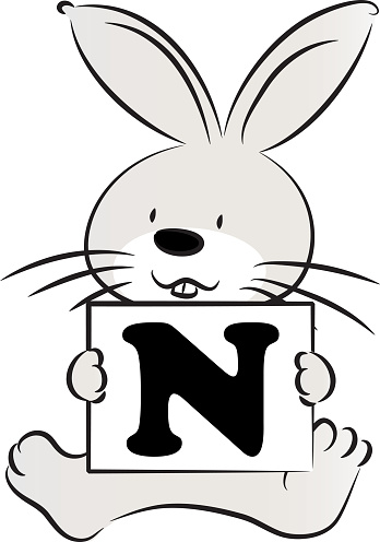 Number 1 Rabbit Cartoons Lettering Vector Cartoon Rabbit Hold A Letter Number Card Stock Illustration ...