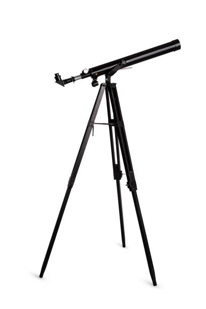 istock large classic black telescope on tripod isolated on white background 1303847727