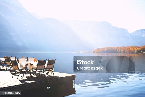 istock cafe on the lake. 1303849245