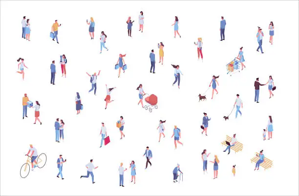 Vector illustration of Isometric vector background people. Crowd