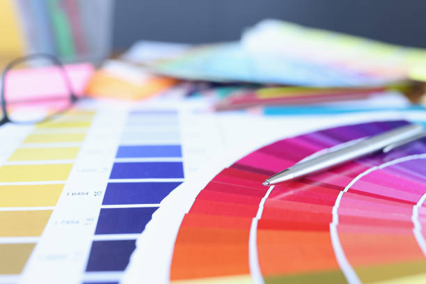 istock Color palette with different colors is on table 1303855075