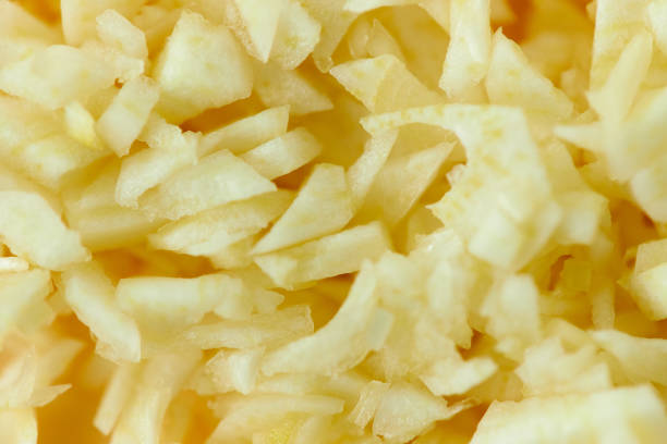 A close-up of freshly chopped ginger