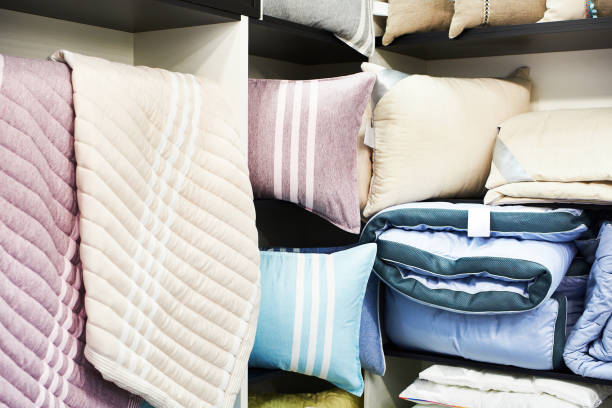 istock Assortment of pillows and blankets for sleeping 1303855353