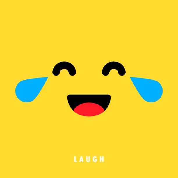 stockillustraties, clipart, cartoons en iconen met lach emoticons banner. lachend gezicht emoji. social media reactie concept. vector eps 10. geïsoleerd op achtergrond - lachen