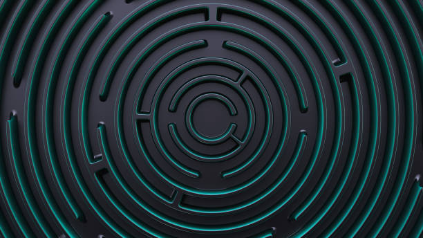 istock Labyrinth in a futuristic style. Top view. Full frame. 1303857791