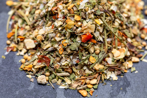istock Dehydrated Chimichurri seasoning on black stone 1303858374