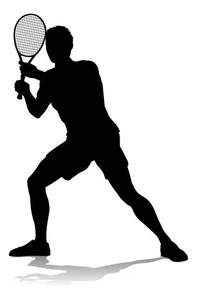 Vector illustration of Tennis Silhouette Sport Player Man