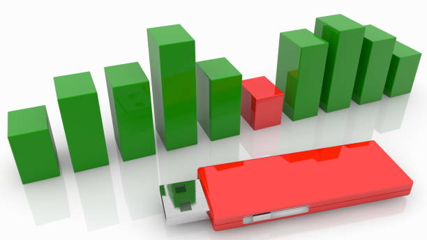 istock Concept of business chart bars and USB flash drive 1303861436