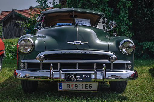 Hetzlinshofen, Germany - May 27, 2018: 1949 Chevrolet Styleline De Luxe at the 6. Hetla-Klausa oldtimer car and tractor meeting.