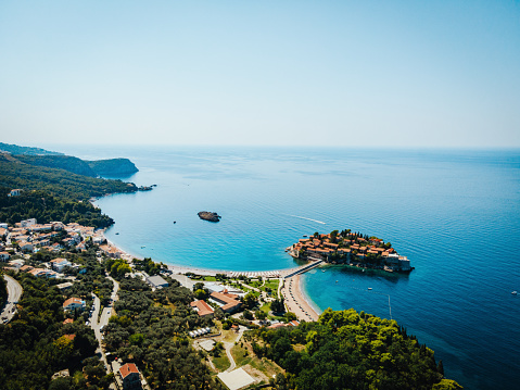 Seaside in Montenegro, picturesque nature near the coastline, perfect for summer holidays
