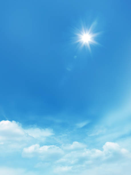 Shinning sun and blue clear sky stock photo