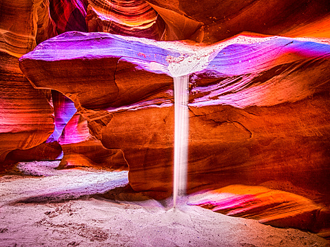 Famous Sands of Time in Antelope Canyon which is a slot canyon in Arizona with magnificent gradient colors.