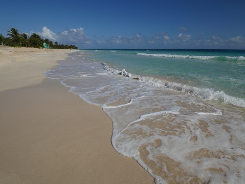 Beautiful gentle waves rolling against the white sand Flamingo Beach, Culebra, Puerto Rico