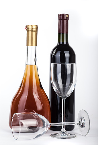 Bottle and glass of wine drink