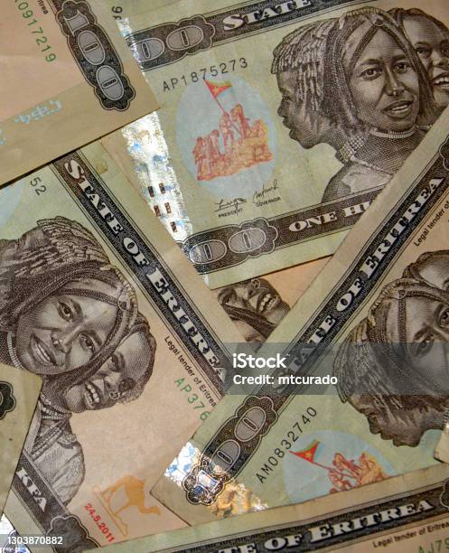 Eritrean Nakfa Bank Notes 100 Ern Not A Freely Convertible Currency Stock Photo - Download Image Now