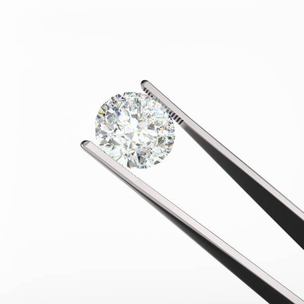istock Tweezers are holding a diamond. Object on a white background. Gemstone Industry. 3d rendering. 1303874044