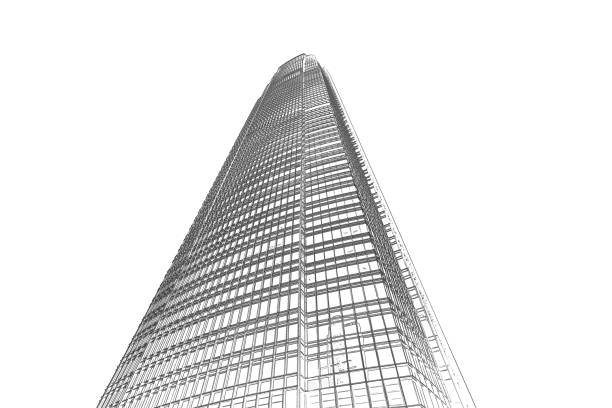 istock Hand Drawn architecture abstract in Hong Kong 1303874173