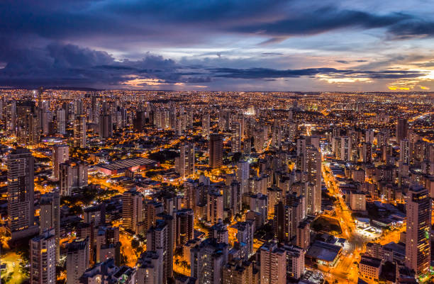 sunset with buildings in the western sector of Goiania, Goiás, Brazil, sunset with buildings in the western sector of Goiania, Goiás, Brazil, goias photos stock pictures, royalty-free photos & images