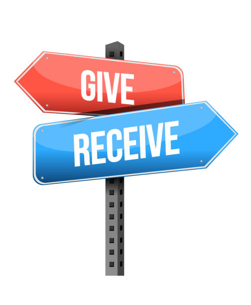 istock Give and receive street sign illustration design 1303877235