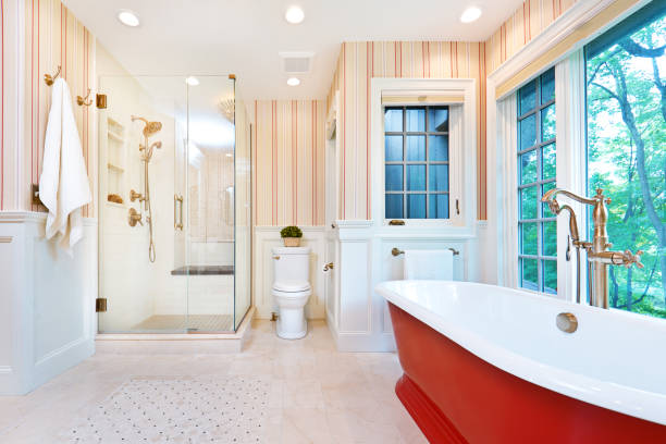 istock Contemporary Bathroom Design with Freestanding Iron Bathtub 1303877868