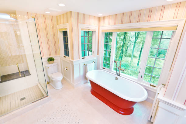istock Contemporary Bathroom Design with Freestanding Iron Bathtub 1303877872