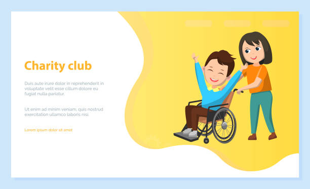 charity club disable kid auf rollstuhlkinder - paralyze stock-grafiken, -clipart, -cartoons und -symbole
