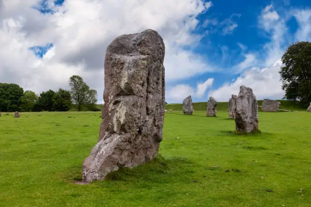 Standing Stones at Avebury, Wiltshire, southwest England, UK, one of the best known prehistoric sites in Britain