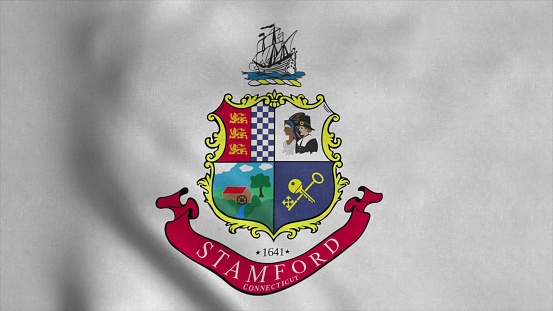 Stamford flag, city of Connecticut state, United States of America. 3d illustration.
