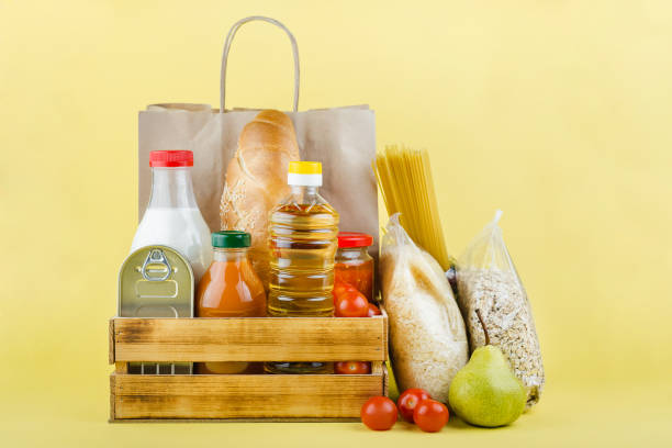 istock Food donations, top view with copy space 1303881362