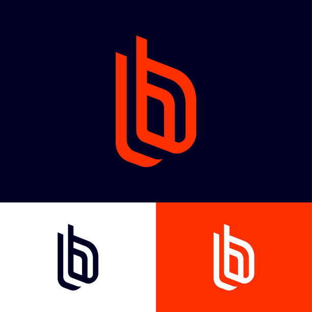 B letters on different backgrounds. Double b monogram consist of red elements. This logo can be used for business, hi-tech production, sport, games, web and digital. letter b stock illustrations