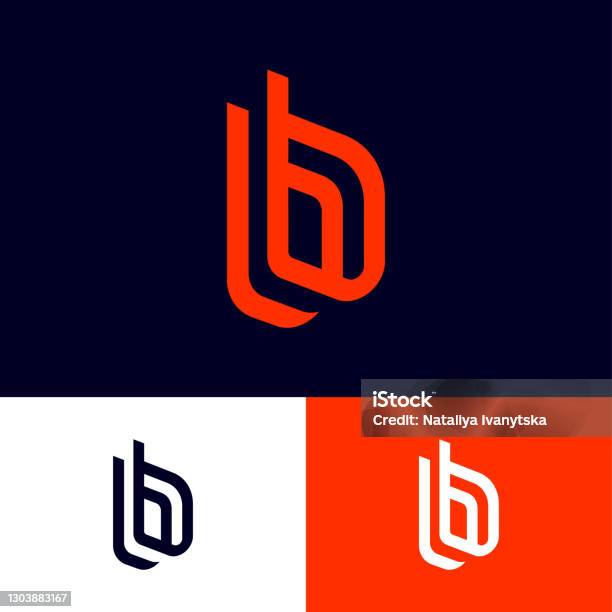 B Letters On Different Backgrounds Double B Monogram Consist Of Red Elements Stock Illustration - Download Image Now