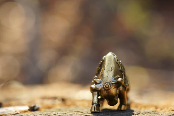 Metal bull close-up. Symbol of the year 2021.