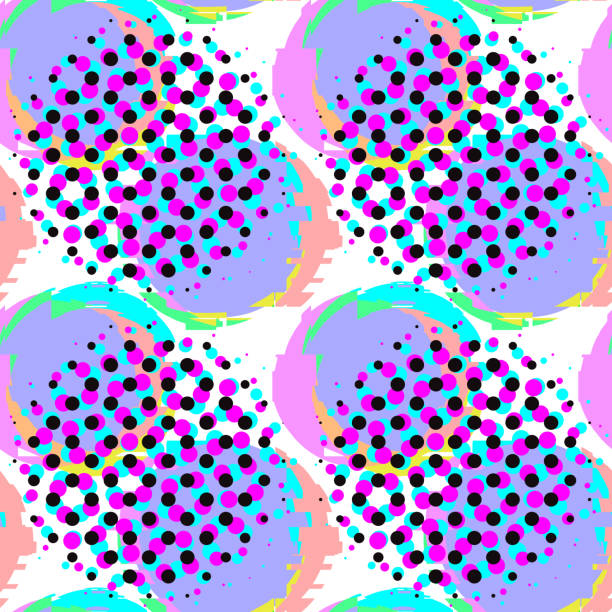 искажение шума глюка и полутонный бесшовный узор с хроматическим эффектом аберрации - vector frozen pixelated multi colored stock illustrations
