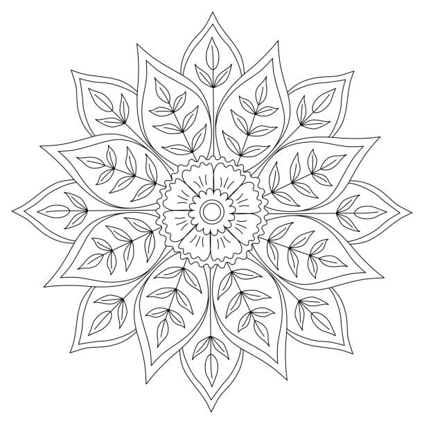 ilustrações, clipart, desenhos animados e ícones de vetor de mandala preto e branco isolado em branco - old book illustrations