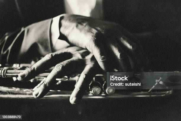 The Hands Of The Musician Stock Photo - Download Image Now - Music, Jazz Music, Retro Style