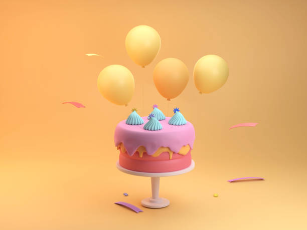 istock Minimal Cake anniversary and birthday 3d rendering, illustration 1303888474