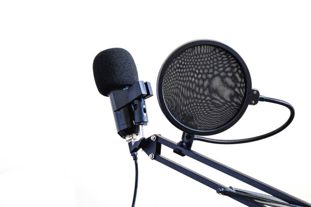 istock Microphone Studio For Music Record and speaker for broadcast. 1303888610