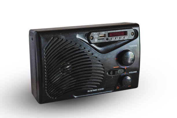 istock Diy mp3 player to old FM radio receiver on white background. 1303888616