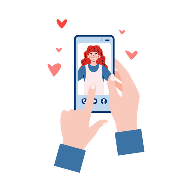 istock Hands holding phone with dating chat app, cartoon vector illustration isolated. 1303889661